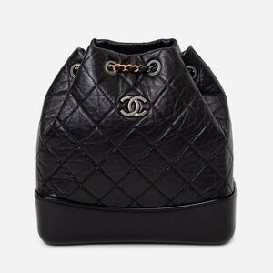 Pre-Owned CHANEL Black Quilted Gabrielle Backpack